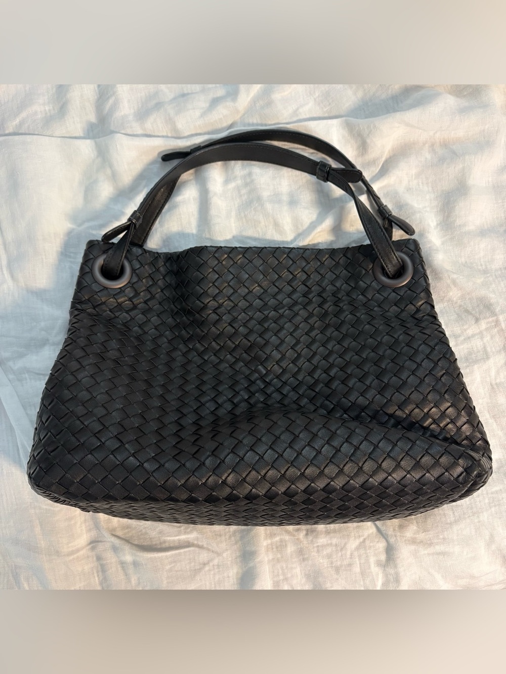 Bottega Veneta Intrecciato Nappa Medium Garda Tote Shoulder Bag Black